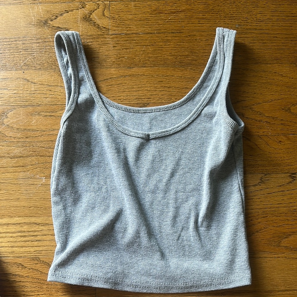 Gray Ribbed Tank Top